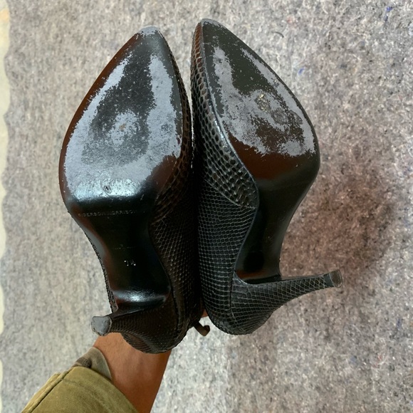 Sigerson Morrison black snake embossed leather stiletto booties 7.5 - Picture 6 of 11